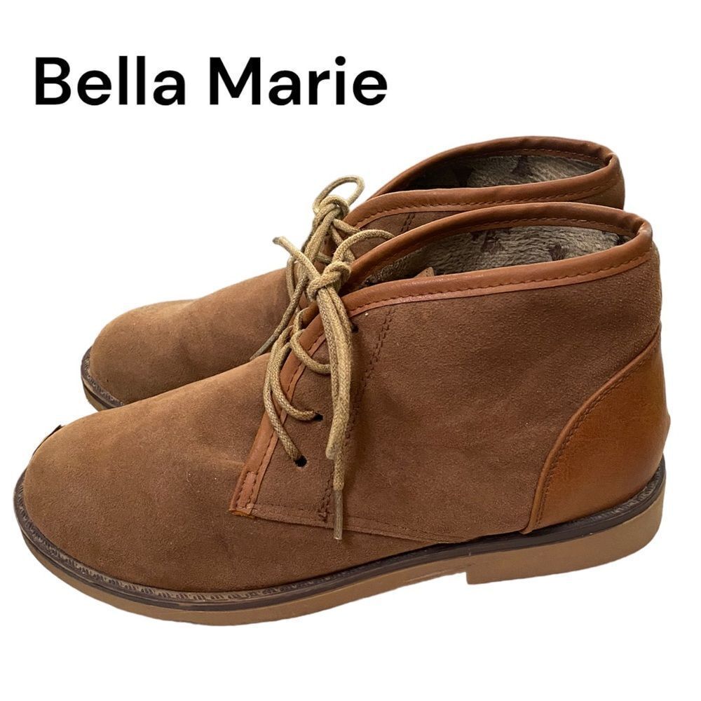 Bella Marie Women's Tan Lace Tie Ankle Boots Booties 7.5